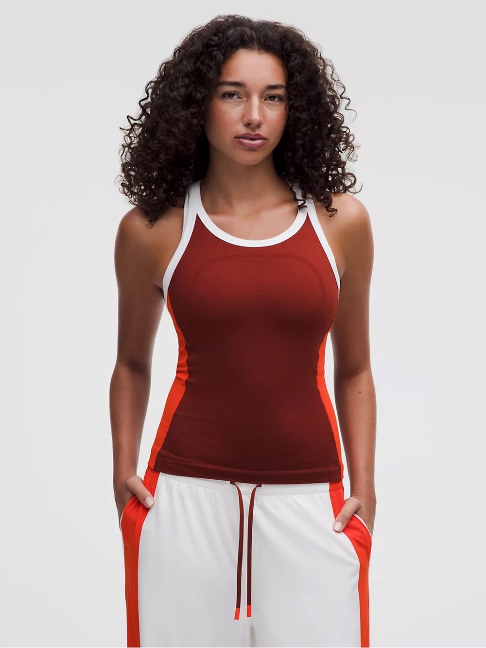 Lululemon Swiftly Tech Scoopneck Racer Back Tank 2.0 Red Maroon Colorblock 14